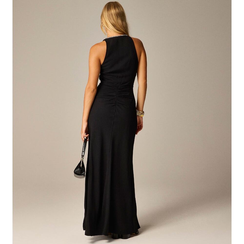 J.Crew Collection Full Length Embellished Ruched Dress Black Formal US 14 NWT - Picture 4 of 15